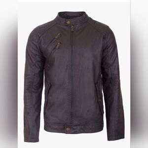Urban Republic Dark Brown Vegan Leather Bomber Jacket
